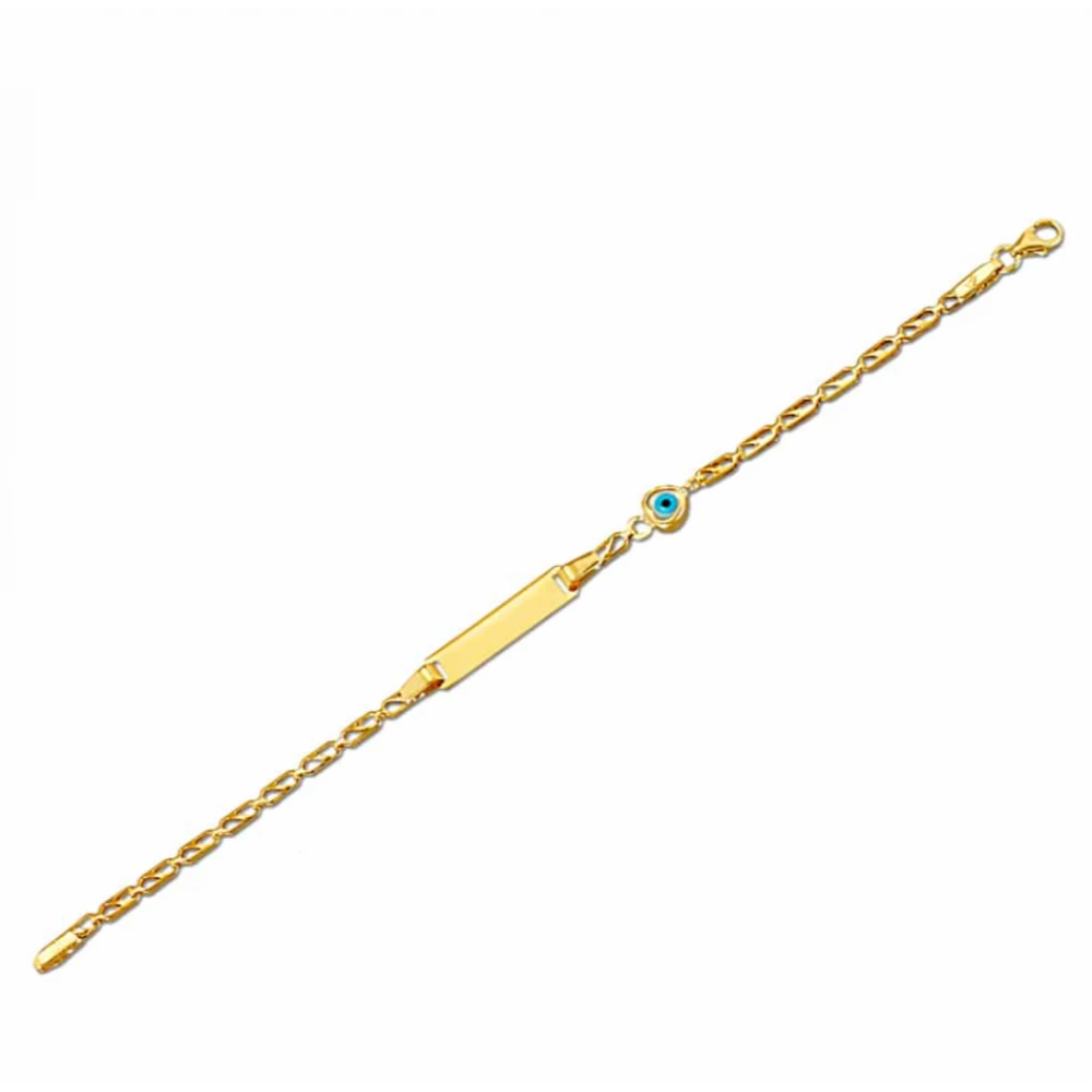 14K Χρυσό Βραχιόλι Ταυτότητα Με Καρδιά Ματάκι T3-2105