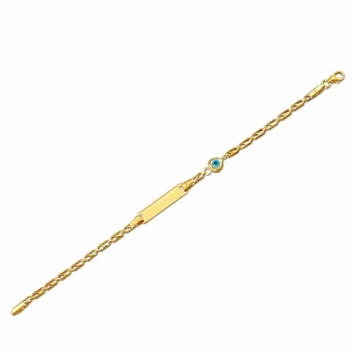 14K Χρυσό Βραχιόλι Ταυτότητα Με Καρδιά Ματάκι T3-2105