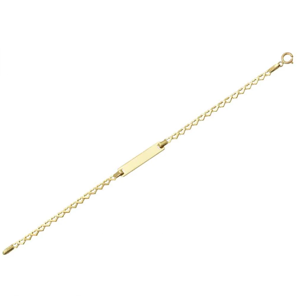 9K Χρυσό Bραχιόλι με Αλυσίδα "Καρδούλες" Παιδική Ταυτότητα T4-4101