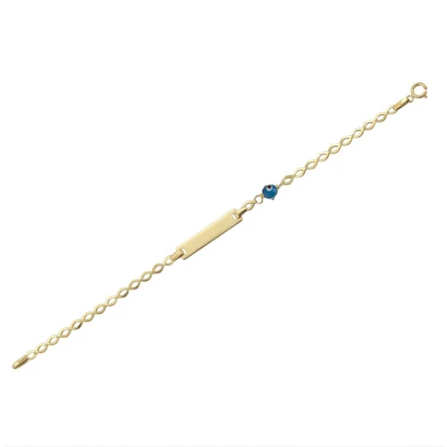 9K Χρυσό Bραχιόλι Παιδική Ταυτότητα με Ματάκι T4-4205