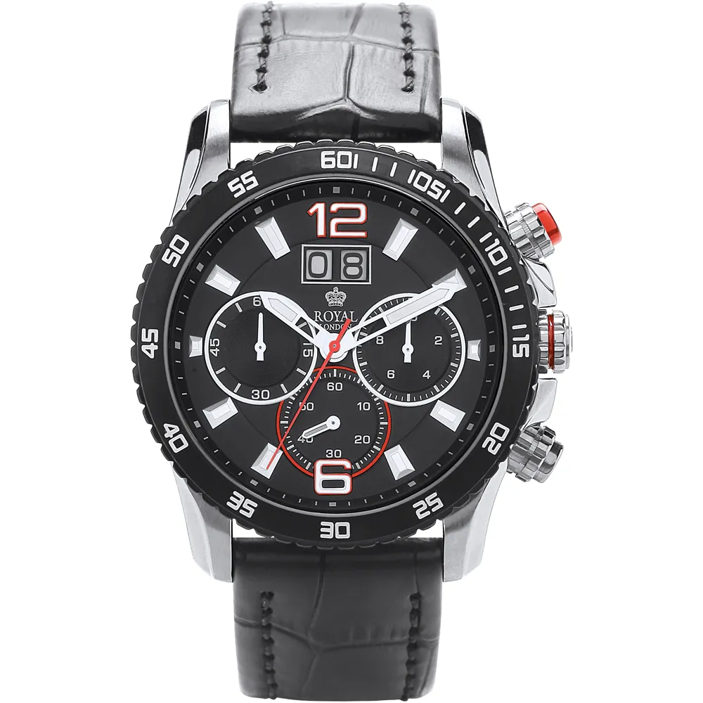 ROYAL LONDON Sport Black Leather Chronograph 41271-01