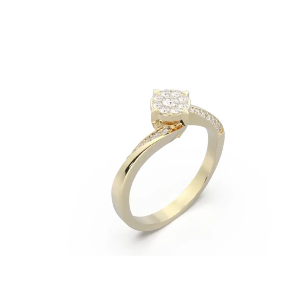 18K Μονόπετρο Invisible Δαxτυλίδι Αρραβώνων με Διαμάντια EM017